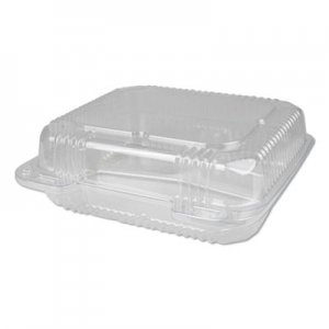 Durable Packaging Plastic Clear Hinged Containers, 3-Compartment, 5 oz/5 oz/15 oz, 8.88 x 8 x 3