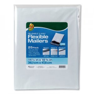Duck Reusable 2-Way Flexible Mailers, Self-Adhesive Closure, 14.25 x 18.75, White, 25/Pack DUC286340 286340