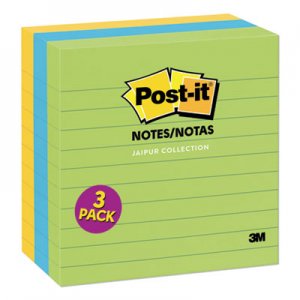Post-it Notes Original Pads in Jaipur Colors, 4 x 4, Lined, 200-Sheet, 3/Pack MMM6753AUL 6753AUL