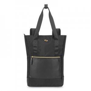 Solo Parker Hybrid Tote/Backpack, Holds Laptops 15.6", 3.75 x 16.5 x 16.5, Black/Gold USLEXE8014