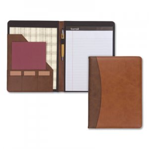 Samsill Two-Tone Padfolio with Spine Accent, 10 3/5w x 14 1/4h, Polyurethane, Tan/Brown SAM71656 71656