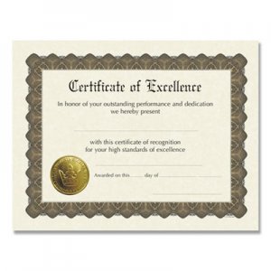 Great Papers! Ready-to-Use Certificates, 11 x 8.5, Ivory/Brown, Excellence, 6/Pack COS930600 930600