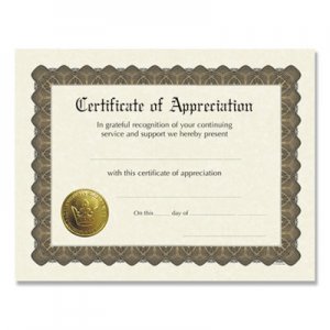 Great Papers! Ready-to-Use Certificates, 11 x 8.5, Ivory/Brown, Appreciation, 6/Pack COS930000 930000