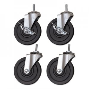 Alera Optional Casters for Wire Shelving, 200 lbs/Caster, Gray/Black, 4/Set ALESW690004 SW690004