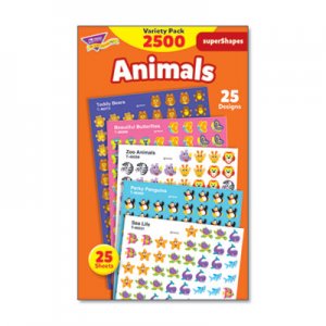 TREND superSpots and superShapes Sticker Packs, Animal Antics, Assorted, 2500 Stickers TEPT46904 T46904