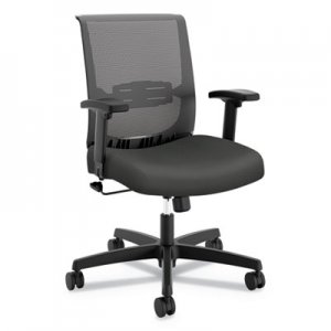 HON Convergence Mid-Back Task Chair with Swivel-Tilt Control, Supports up to 275 lbs, Iron Ore Seat, Black Back