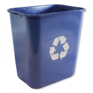 Impact Soft-Sided Recycle Logo Plastic Wastebasket, Rectangular, 28 qt, Polyethylene, Blue IMP7702BLUR IMP 7702 BLU-R