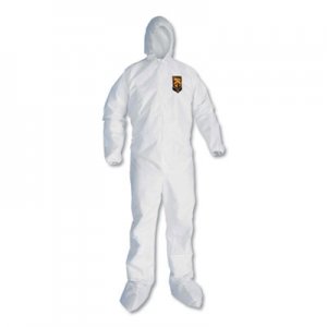 KleenGuard A20 Elastic Back and Ankle Hood and Boot Coveralls, 2X-Large, White, 24/Carton KCC49125 KCC 49125