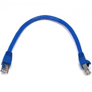 Monoprice 1FT 24AWG Cat6A 500MHz STP Ethernet Bare Copper Network Cable - Blue 5898