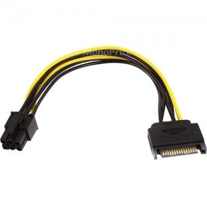 Monoprice 8 inch SATA 15pin to 6pin PCI Express Card Power Cable 8494