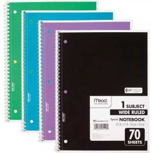 Mead 1 Subject Wide Ruled Spiral Notebook 72873 MEA72873