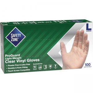 Safety Zone Powder Free Clear Vinyl Gloves GVP9LGHHCT