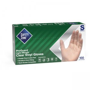 Safety Zone Powder Free Clear Vinyl Gloves GVP9SMHHCT