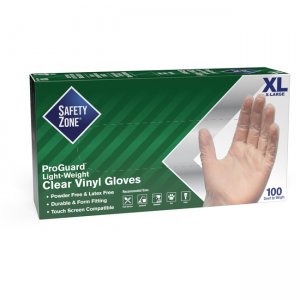 Safety Zone Powder Free Clear Vinyl Gloves GVP9XLHHCT