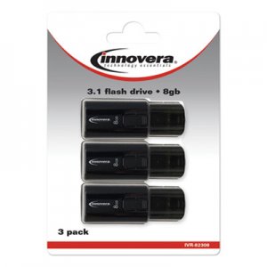 Innovera USB 3.0 Flash Drive, 8 GB, 3/Pack IVR82308 82308