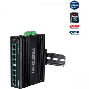 TRENDnet 8-Port Industrial Gigabit PoE+ DIN-Rail Switch (24 - 56V) TI-PG80B