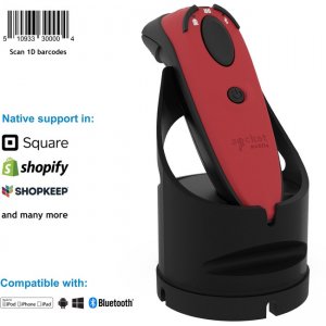 Socket Mobile DuraScan® , Laser Barcode Scanner, Red & Charging Dock CX3778-2538 D730