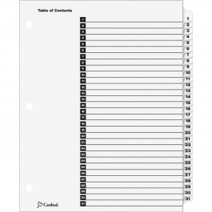 Cardinal OneStep Printable Table of Contents Dividers 60113CB CRD60113CB