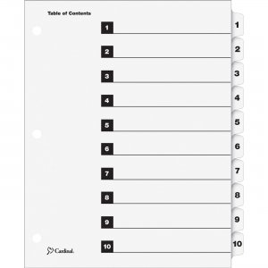Cardinal OneStep Printable Table of Contents Dividers 61013CB CRD61013CB