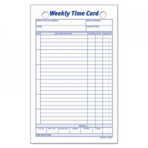 TOPS Employee Time Card, Weekly, 4 1/4 x 6 3/4, 100/Pack TOP3016 3016