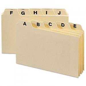 Smead Manila Card Guides, 1/5-Cut Top Tab, A to Z, 3 x 5, Manila, 25/Set SMD55076 55076