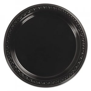 Chinet Heavyweight Plastic Plates, 7" Diameter, Black, 125/Pack, 8 Packs/CT HUH81407 81407
