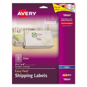 Avery Matte Clear Easy Peel Mailing Labels w/ Sure Feed Technology, Inkjet Printers, 3.33 x 4, Clear, 6/Sheet