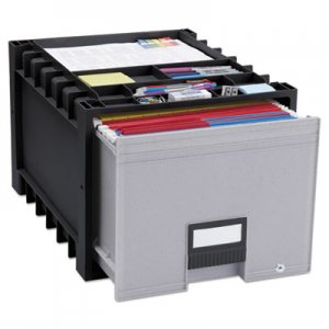 Storex Archive Drawer for Letter Files Storage Box, 18" Depth, Black/Gray STX61178U01C 61178U01C