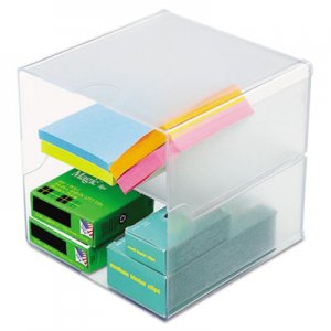 deflecto Desk Cube, Divided, Clear, 6 x 6 x 6 DEF350701 350701