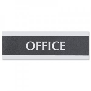 Headline Sign Century Series Office Sign, OFFICE, 9 x 3, Black/Silver USS4762 4762