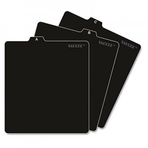 Vaultz A-Z CD File Guides, 1/3-Cut Top Tab, A to Z, 5 x 5.75, Black, 26