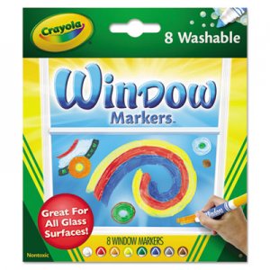 Crayola Washable Window FX Markers, Conical Tip, Assorted Colors, 8/Set CYO588165 588165