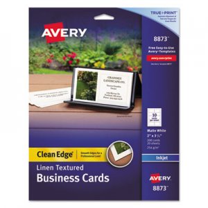 Avery Linen Texture True Print Business Cards, Inkjet, 2 x 3 1/2, Linen White, 200/Pk AVE8873 08873