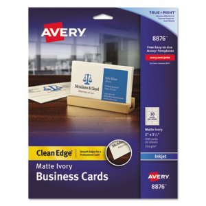 Avery True Print Clean Edge Business Cards, Inkjet, 2 x 3 1/2, Ivory, 200/Pack AVE8876 08876