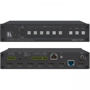 Kramer 6x1:2 4K60 4:2:0 HDMI Auto Switcher and PoE Provider over HDBaseT 20-00611090 VS-611DT