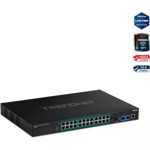 TRENDnet 26-Port Industrial Gigabit L2 Managed PoE+ Rackmount Switch TI-RP262I