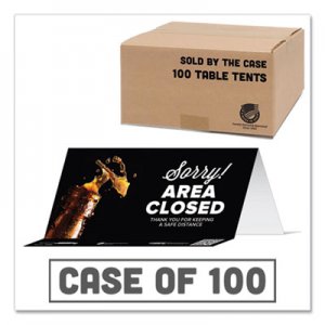 Tabbies BeSafe Messaging Table Top Tent Card, 8 x 3.87, Sorry! Area Closed Thank You For Keeping A Safe