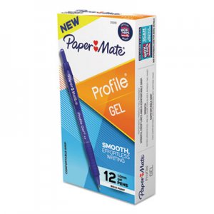 Paper Mate Profile Retractable Gel Pen, Bold 1 mm, Blue Ink, Translucent Blue Barrel, Dozen PAP2102161 2102161