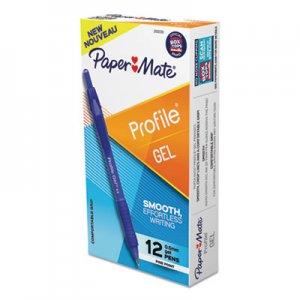 Paper Mate Profile Retractable Gel Pen, Fine 0.5 mm, Blue Ink, Translucent Blue Barrel, Dozen PAP2102130 2102130