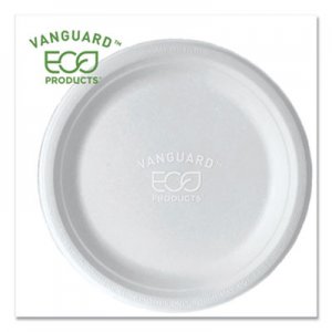Eco-Products Vanguard Renewable and Compostable Sugarcane Plates, 9", White, 500/Carton ECOEPP013NFA EP-P013NFA