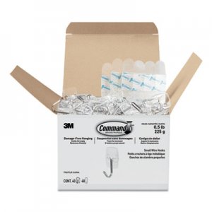 Command Clear Hooks and Strips, Plastic/Metal, Small, 40 Hooks and 48 Strips/Pack MMM17067CLRS40N 17067CLR-S40NA