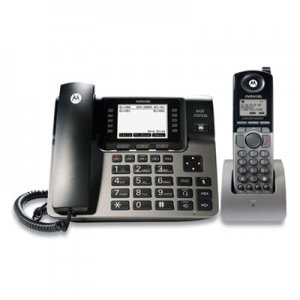Motorola ML1250 1-4 Line Corded/Cordless Phone System, 1 Handset, Black/Silver MTRML1250 ML1250