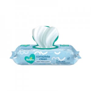 Pampers Complete Clean Baby Wipes, 1-Ply, Baby Fresh, 72 Wipes/Pack, 8 Packs/Carton PGC75536 75536