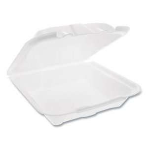 Pactiv Foam Hinged Lid Containers, Dual Tab Lock Economy, 9.13 x 9 x 3.25, White, 150/Carton PCTYTD19901ECON