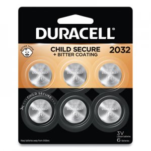 Duracell Lithium Coin Battery, 2032, 6/Pack DURDL2032B6PK DL2032B6PK