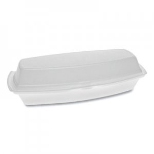 Pactiv Foam Hinged Lid Containers, Single Tab Lock Hot Dog, 7.25 x 3 x 2, White, 504/Carton PCTYTH100980000