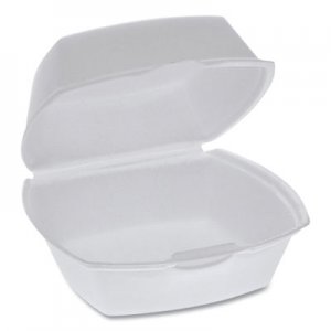 Pactiv Foam Hinged Lid Containers, Single Tab Lock, 5.13 x 5.13 x 2.5, White, 500/Carton PCTYTH100790000