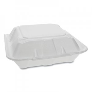 Pactiv Foam Hinged Lid Containers, Dual Tab Lock, 9.13 x 9 x 3.25, White, 150/Carton PCTYTD199010000 YTD199010000