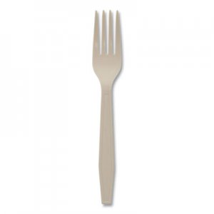 Pactiv EarthChoice PSM Cutlery, Heavyweight, Fork, 6.88", Tan, 1,000/Carton PCTYPSMFTEC YPSMFTEC