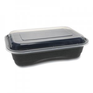Pactiv EarthChoice Versa2Go Microwaveable Containers, 36 oz, 8.4 x 5.6 x 2, Black/Clear, 150/Carton PCTNV2GRT3688B NV2GRT3688B